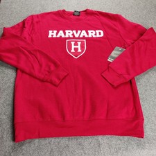 Harvard University Sweatshirt Men Medium Red Crimson Spell Out Sweater Logo