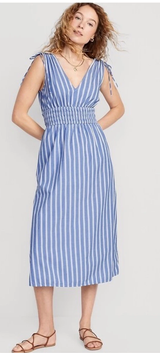 old navy blue striped maxi dress 2X Old Navy Blue Striped Maxi Dress