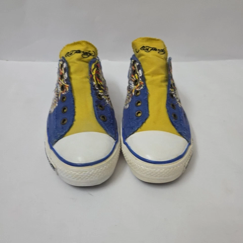 Vintage Grunge Y2K Tiger Blue Ed Hardy No Lace Slip On Shoes Size 10 Clean! - Image 2 of 4