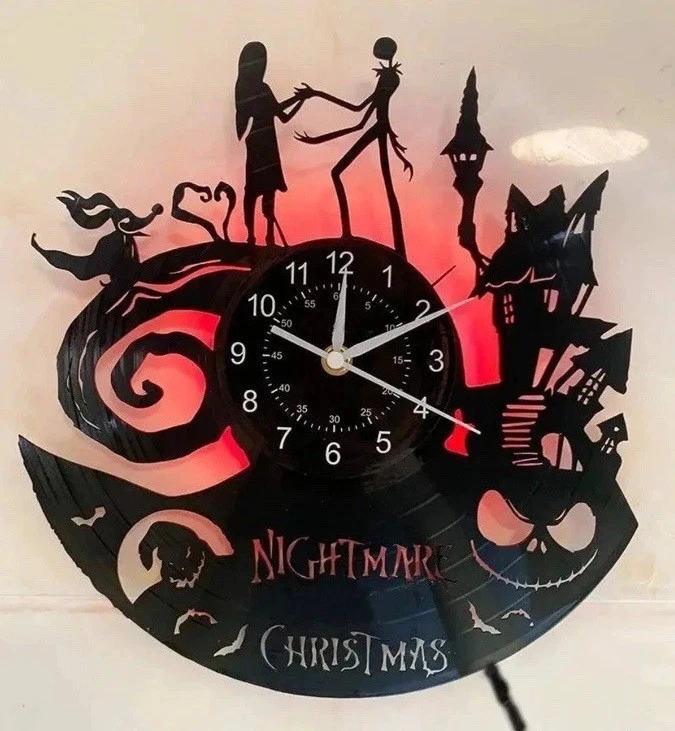 Reloj Disco Vinilo Navidad Pesadilla Antes De Navidad ¡Nuevo En Caja! ¡Luces LED! Foto 3 de 4