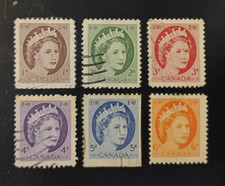 Complete Canada used stamp set: 1954 Queen Elizabeth II definitives