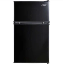 Arctic King 3.2 Cu ft Two Door Mini Fridge with Freezer, Black, E-Star, ARM32D5A
