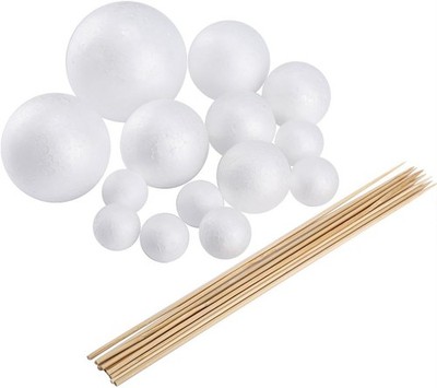 DIY Solar System Model Kit with Polystyrene Balls and Bamboo Sticks