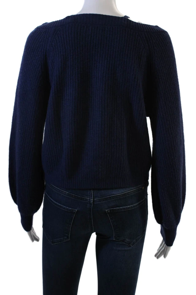 Cárdigan Cami NYC Mujer Azul Oscuro Lana Merino Cuello en V Botón Talla XS Foto 3 de 4