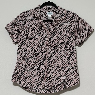 Global Pajamas Shorts Zebra Print Black Pink 100% Cotton Size Small