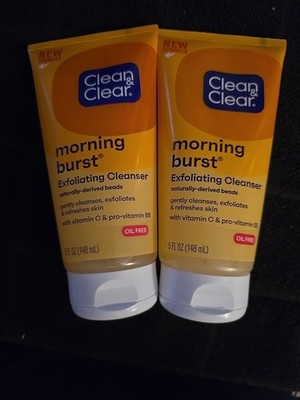 2 Clean & Clear Morning Burst Exfoliating Facial Cleanser 5 oz each New (YY)