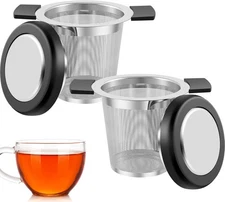 2 Pack Stainless Steel Loose Leaf Tea Infuser Strainers with Extra Fine Mesh
