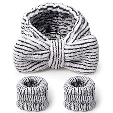 3 Pcs Spa Headband and Wristbands for Washing Face Soft Terry Light Stripes
