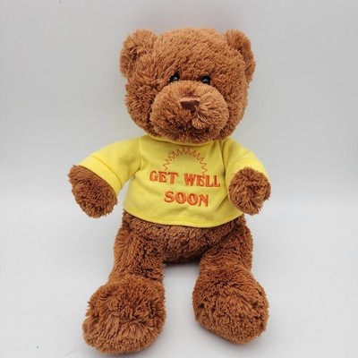 Gund Get Well Soon Brown Teddy Bear Plush Stuffed Animal 10'' Yellow Shirt 0817HU