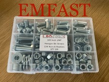 Selection Box 3/8 UNF Hexagon Head Set Screws c/w Nuts & washers Hex Assortment