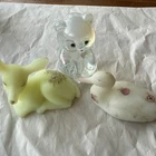 Fenton Glass Animal Lot Floral Hand Painted Signed