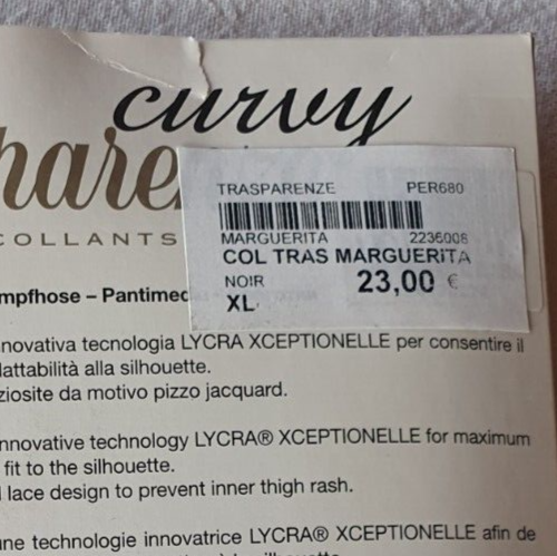 Collants Fantaisie Noirs Trasparenze – Taille 2 – Neufs Avec étiquettes
