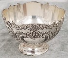 Vintage F.B. Rogers Silver Plate Ornate Floral Relief Pedestal Bowl