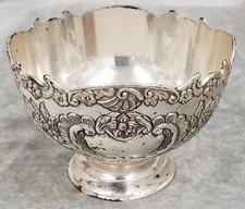 Vintage F.B. Rogers Silver Plate Ornate Floral Relief Pedestal Bowl