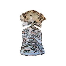 Rue 21 funky swirl pattern two-piece body open-back dress with collar size large