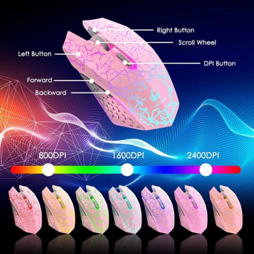 2.4G Wireless Gaming Keyboard and Mouse Set Rainbow LED Backlit for Gamer Office - Picture 10 of 16