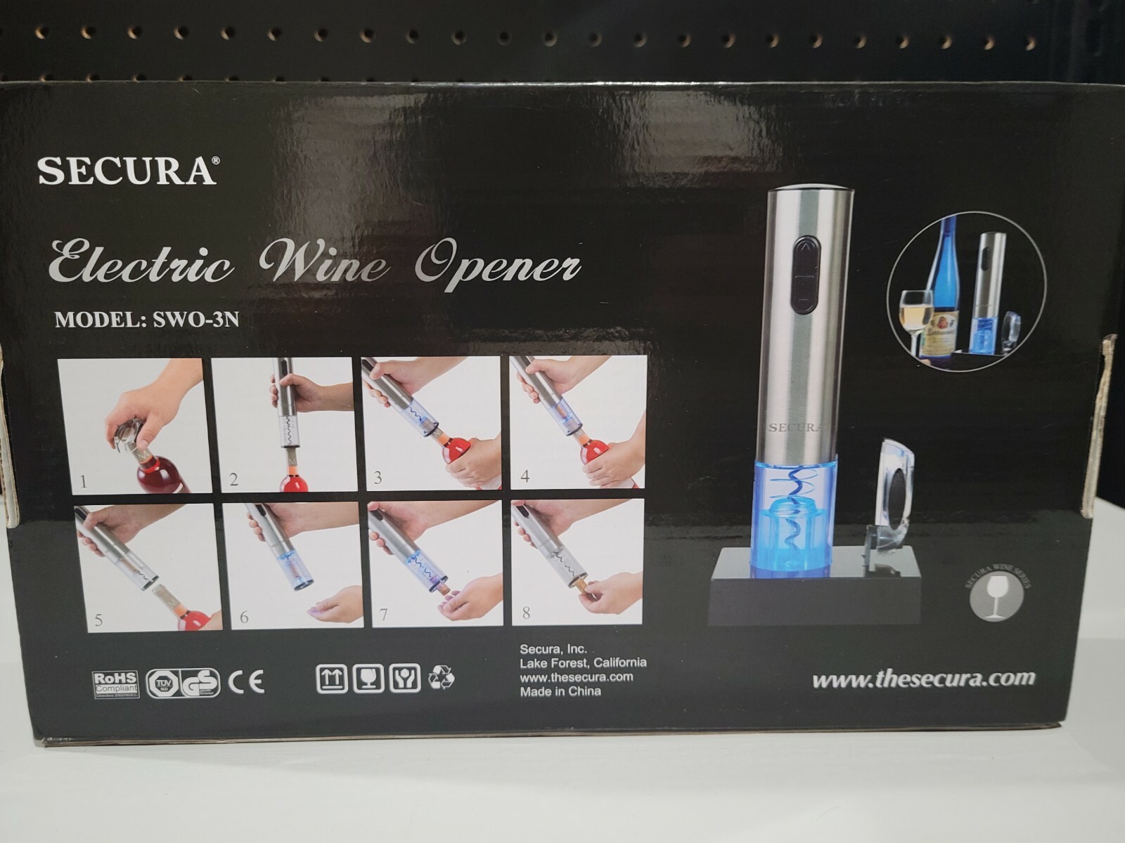 Secura KP136N2 Silver Modern Rechargeable Automatic Electric Wine
