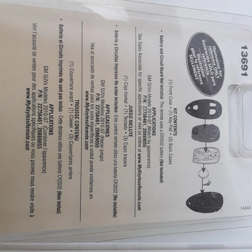 Estuche remoto sin llave para Chevrolet Suburban 1500 2500 2007 2008 2009 2010 2011 Foto 3 de 4