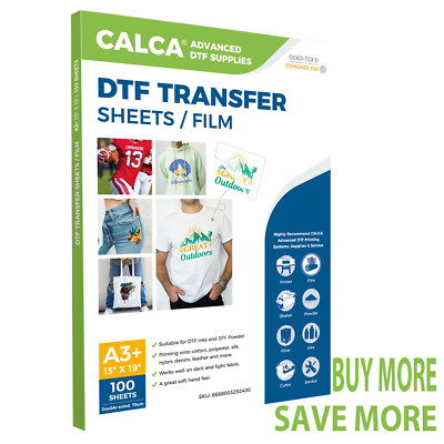 CALCA 100 Sheets A3+ 13'' x 19'' DTF Heat Film Instant Peel For DTF Printer