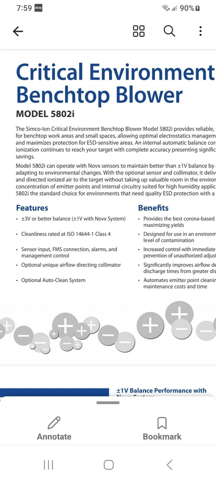 SOPLADOR DE IONES DE ENTORNO CRÍTICO SIMCO-ION 5802i 92-5802i-cpl-e S/N R32001 ¡NUEVO EN CAJA! Foto 4 de 4