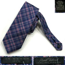 IKE BEHAR NEW $135 TARTAN PLAID SELFTIP 100%SILK TIE MADE IN USA W3.125" L57.75"