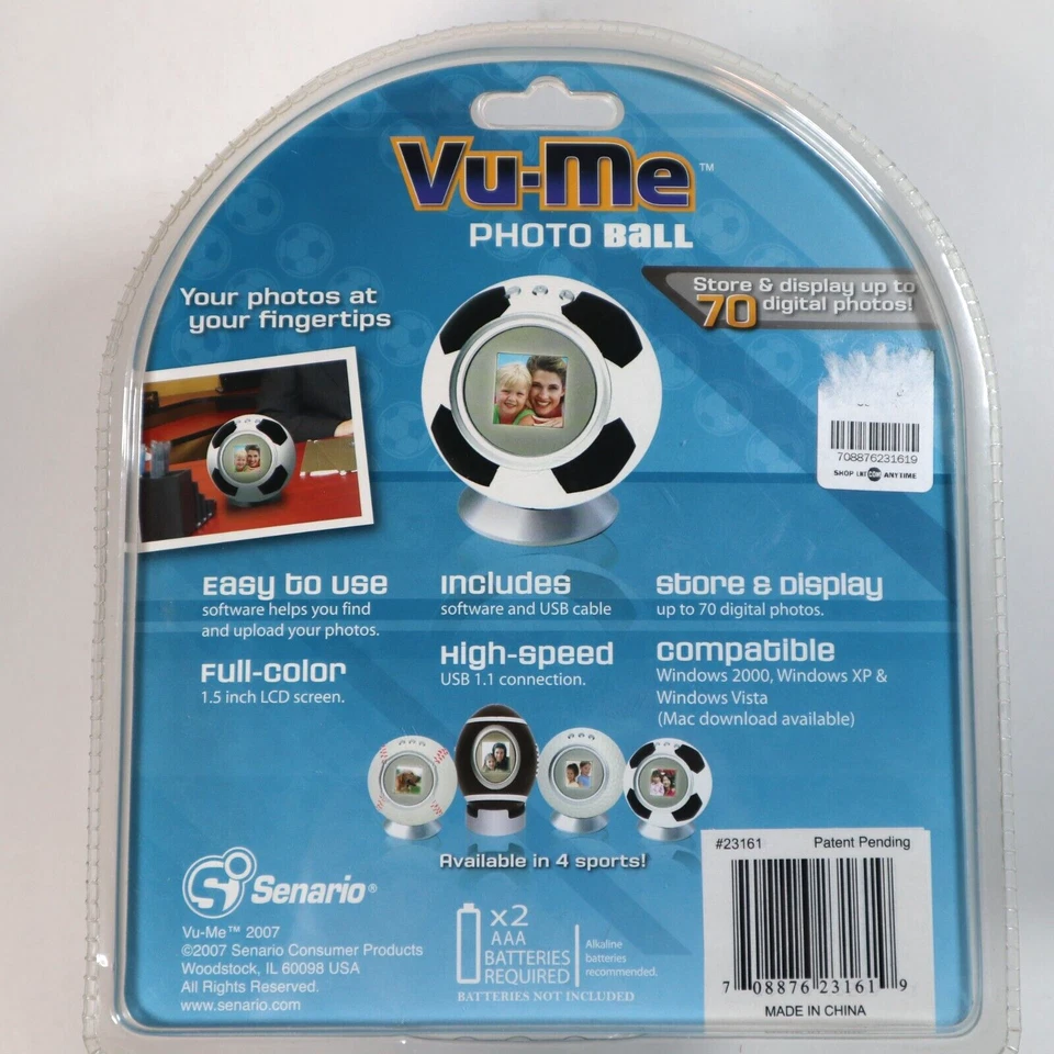 Vu-Me Digital Photo Frame Soccer Ball 1.5" LCD Screen 70 Pictures USB Connection - Image 4 of 4