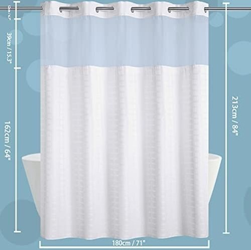 All-Season Light-Filtering Shower Curtain Set with Easy Install Flex-On Rings - Picture 9 of 9