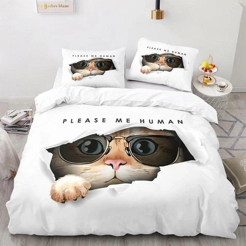 Cats Quilt Duvet Cover Pillowcase Pets Bedding Set Single Double King Size Hot - Picture 4 of 63