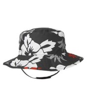 GYMBOREE SWIM SHOP GRAY HIBISCUS FLOWER REVERSIBLE SUN HAT 5 6 7 8 10 12 NWT