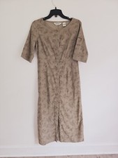 Eddie Bauer Floral Corduroy Cargo Half Sleeves Cotton Midi Vintage Dress XS P