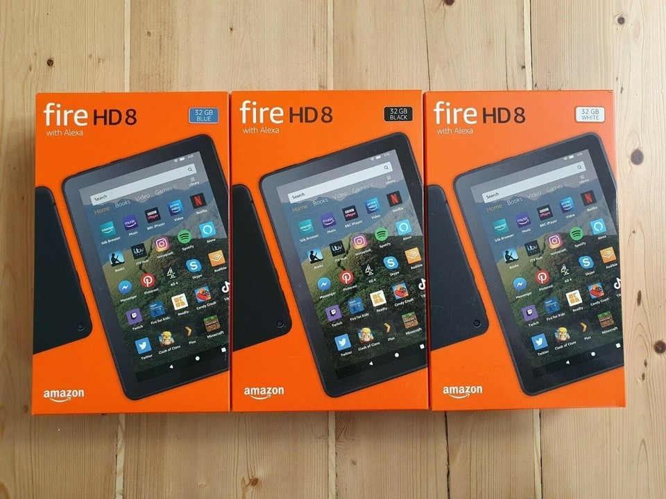 New Plum Amazon UK Fire HD 8 Tablet 32GB with Alexa 10th Gen 1yr