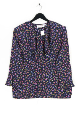 VINTAGE Blouse Flowers Volants Frills UK 16 = D 42 black