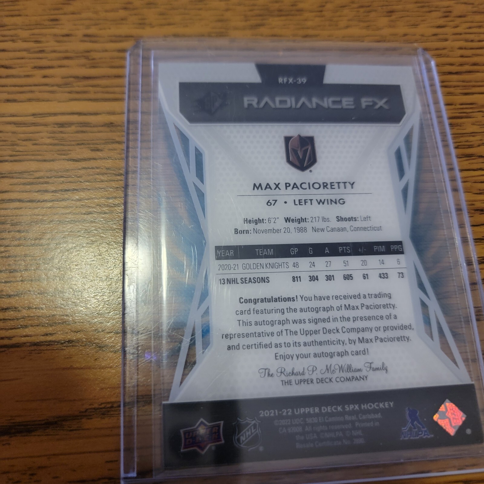 2021-22 Spx Hockey Radiance Fx Auto Max Pacioretty /15 - Picture 2 of 3