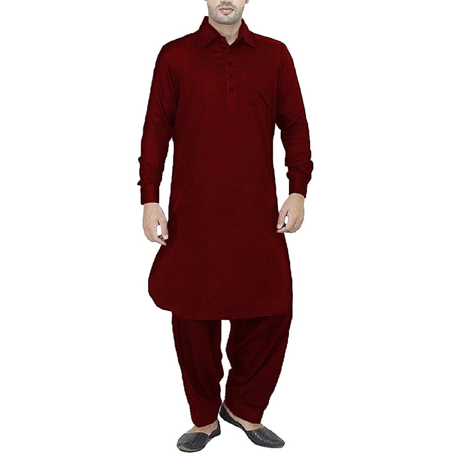 red pathani suit