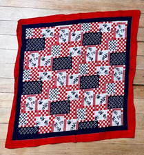 1970's vintage red white blue floral print cotton poly bandana USA farm rustic