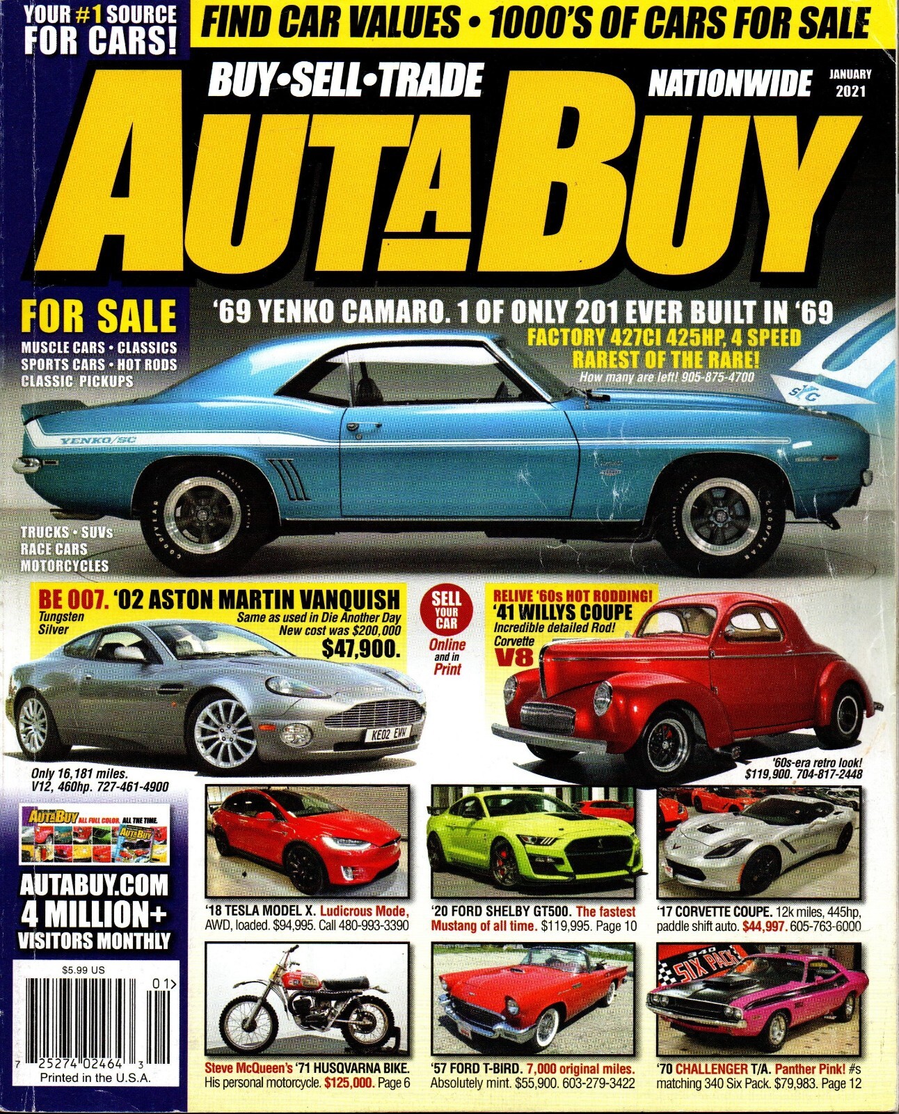 Autabuy Magazine January 2021 '69 Yenko Camaro 1 of only 201 Ever Built