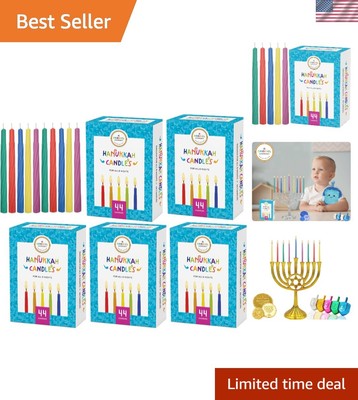 44 Classic Multicolored Hanukkah Candles - Perfect for 8 Nights of Celebration