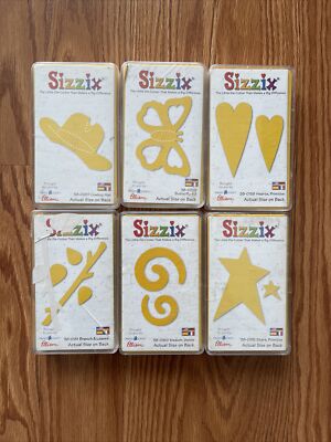 Sizzix Medium Yellow Original Dies Lot Ellison Provo Craft Butterfly Cowboy Hear