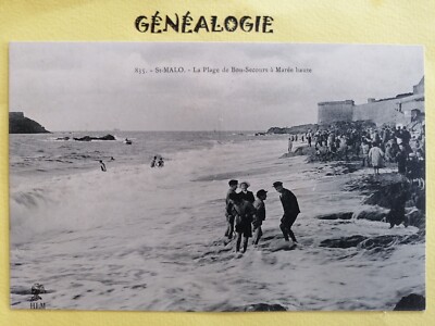 CPA 35 - SAINT MALO La PLAGE de BON SECOURS à Flut Animés Meer Badegäste