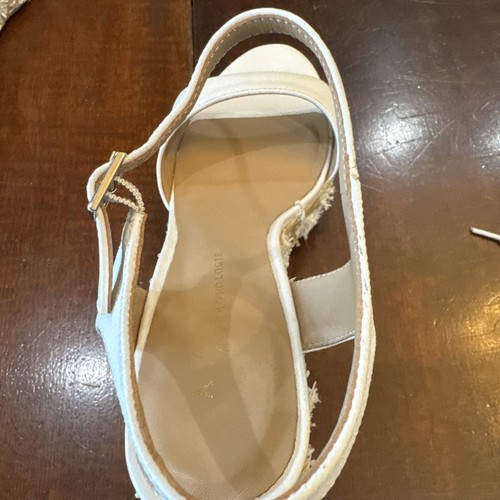 Anthropologie Sandals 8 Tufted Raffia Wedge Platform White - Picture 7 of 16