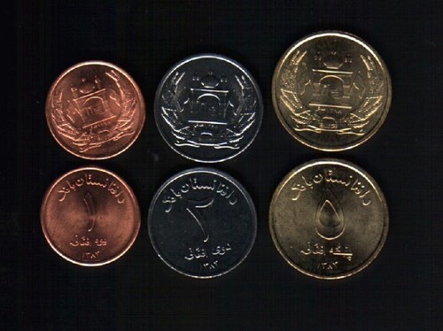 Afghanistan 1 2 5 Afghanis NEW 2004 x 3 Pcs UNC Mosque US Forces COIN SET