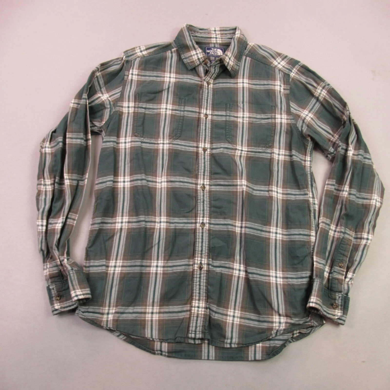 North Face Shirt Mens Medium Long Sleeve Plaid Pockets Button Up Casual