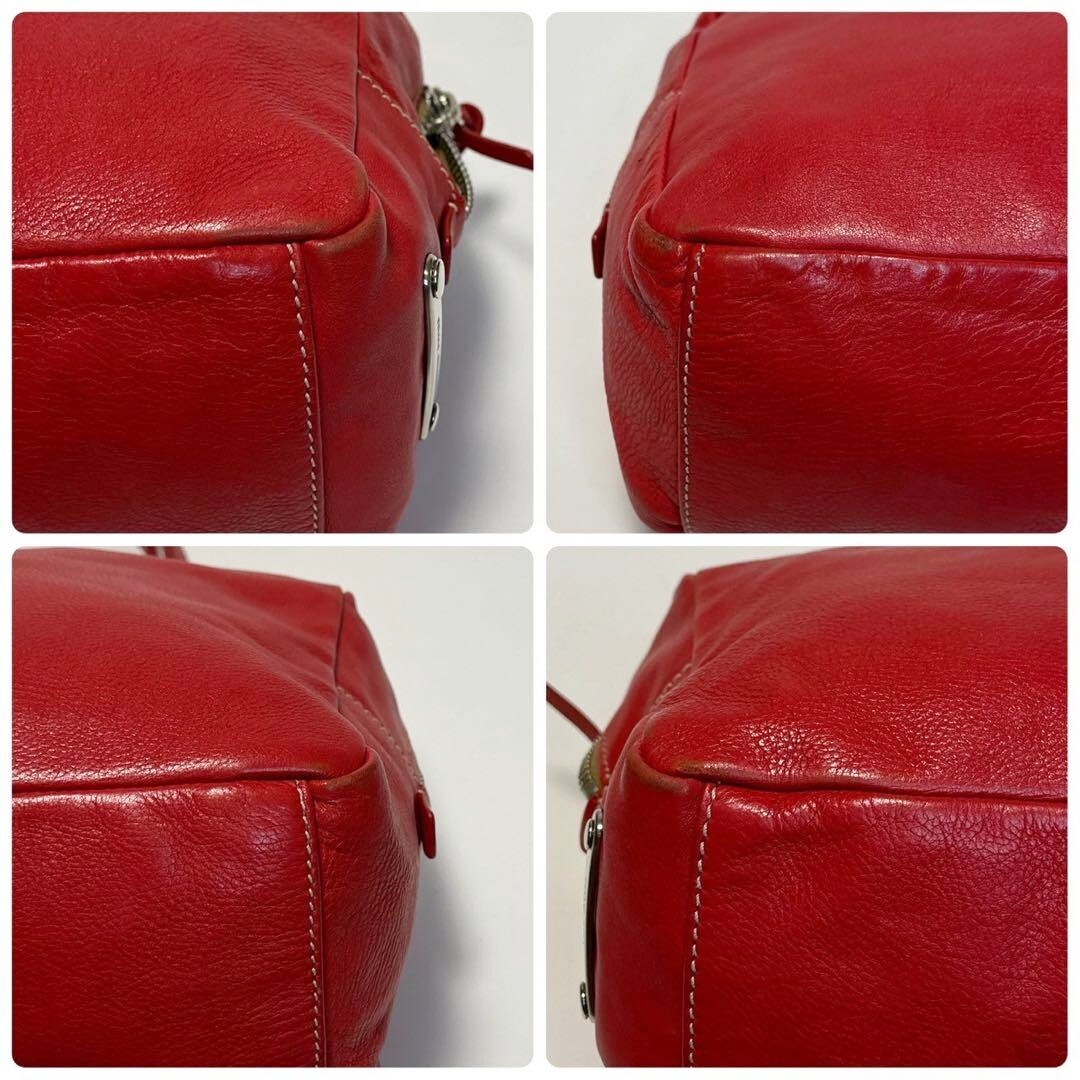 MIU MIU Archive Leather Handbag Shoulder Boston Red 00s y2k Boston