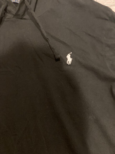 Polo Ralph Lauren manica lunga con cappuccio sottile grande logo pony nero grande