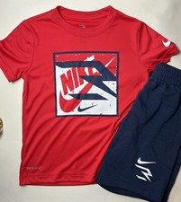 Boys Nike 3 Brand 2 Piece Outfit Dri Fit Shirt And Shorts Size 6 Medium