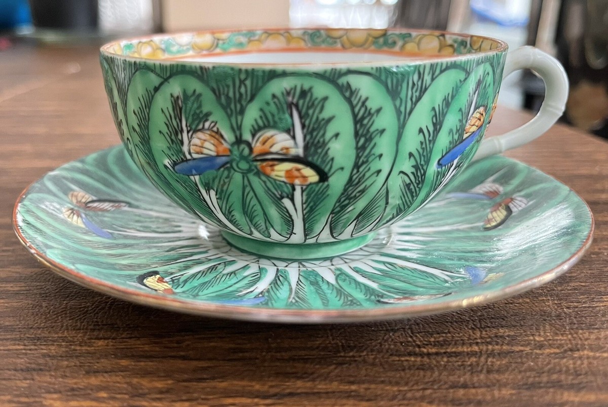 A Rare Chinese Famille Verte Bok Choy Pattern Tea Cup And Saucer