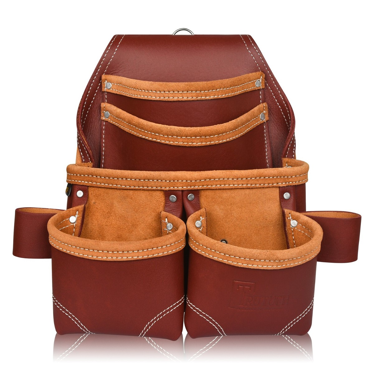 Leather Carpenter Tool Pouch - 5-Pocket Heavy Duty Belt Pouch For Construction, Electricians, Plumbers