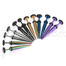 12pcs Mixed Color Men's Stainless Steel Taper Spike Fake Cheater Studs Earrings