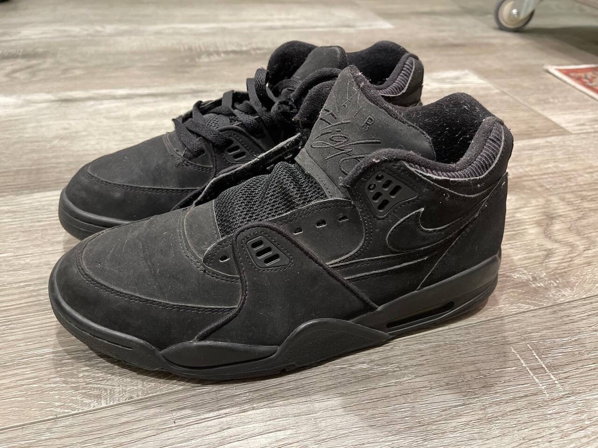 Nike Air Flight 89 Triple Black Sneakers Shoes 306252-013 Nike Air Flight 89 Triple Black Sneakers Shoes 306252-013