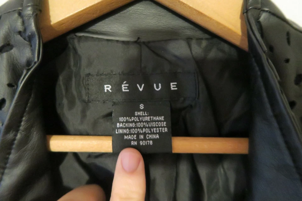 Mujer Revue Imitación Cuero Chaqueta Motociclista Bombardero Abrigo Negro Talla Pequeña Foto 2 de 4